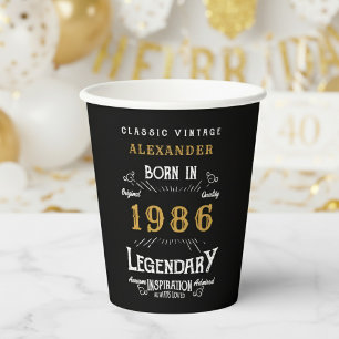 40th Birthday 1986 Legendary Retro Paper Cups