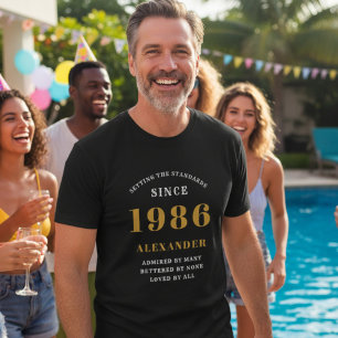 40th Birthday 1986 Personalised Custom Name Black T-Shirt