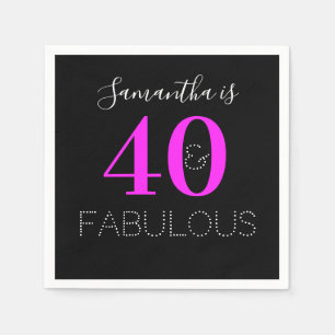 40th Birthday 40 Fabulous Personalised Neon Pink Napkin