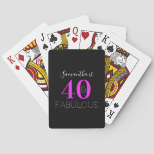 40th Birthday 40 Fabulous Personalised Neon Pink Playing Cards