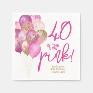 40th Birthday 40 Is the New Pink Party Napkin