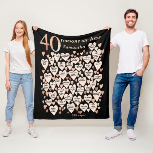 40th Birthday 40 Reasons We Love You Fleece Blanket