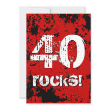 40th Birthday 40 Rocks! Grunge Red and Black A08