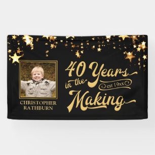 40th Birthday 40 YEARS IN THE MAKING Gold Stars Banner
