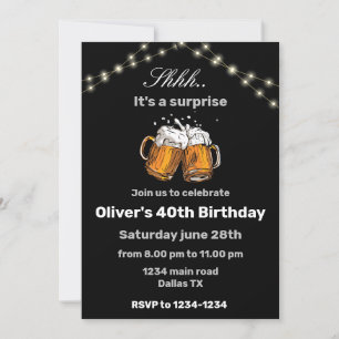 40th birthday 40th birthday invitation black