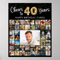 40th Birthday 45 Photo Collage Cheers to 40 Years