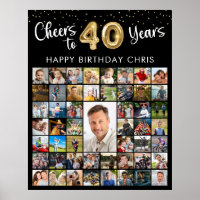 40th Birthday 51 Photo Collage Cheers to 40 Years