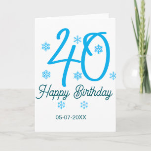 40th birthday add name date year blue template