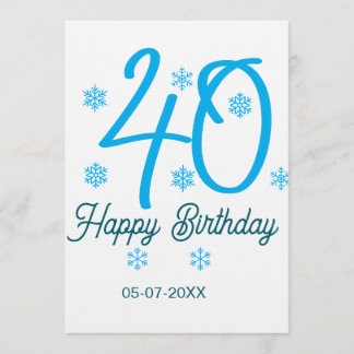 40th birthday add name date year blue template
