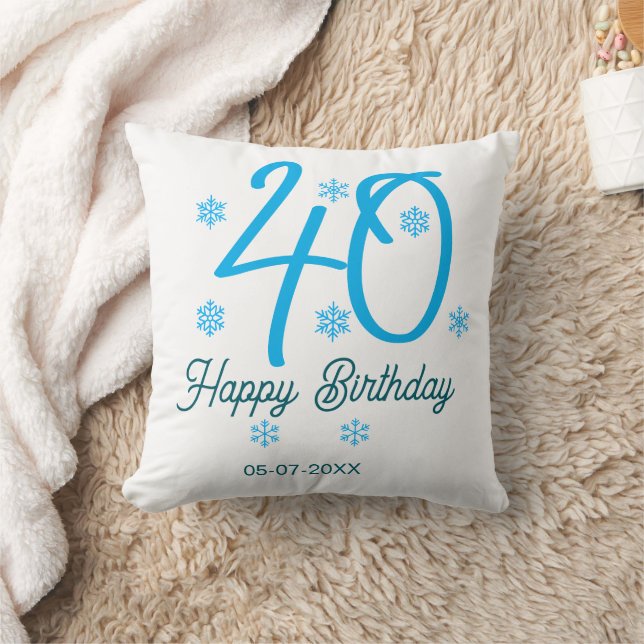 40th birthday add name date year blue template cushion (Blanket)