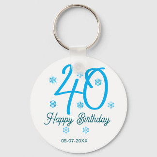 40th birthday add name date year blue template key ring