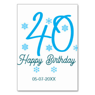 40th birthday add name date year blue template table number