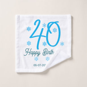 40th birthday add name date year blue template wash cloth