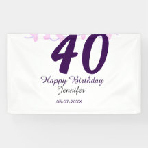 40th birthday add name date year purple floral pin