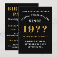 40th Birthday Add Name Year Black Gold For Him