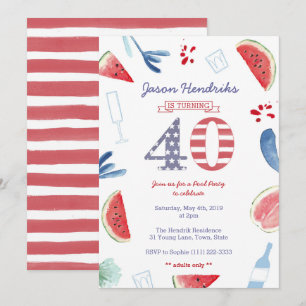 40th Birthday Adults Only Pool Party Cookout Invitation
