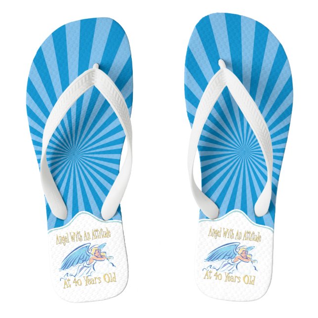 40th Birthday Angel With An Attitude Flip Flops (Footbed)