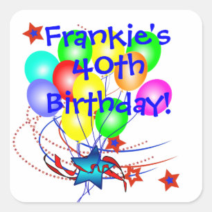 40th Birthday Any Age & Name Fun Birthday Stickers