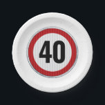 40th birthday - ANY AGE traffic sign Paper Plates<br><div class="desc">★PERSONALISE with YOUR AGE!!★ 
40th birthday design with traffic sign.
★Please check the matching collection for COORDINATING ITEMS.★
♥ 100% original artworks by PUPSIKU STUDIO.</div>