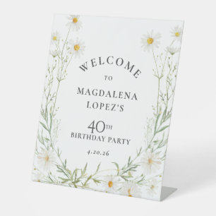 40th Birthday April Birth Flower Daisy Custom Pedestal Sign