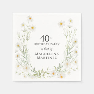 40th Birthday April Birth Month Flower Napkin