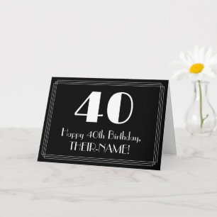 40th Birthday ~ Art Deco Inspired Look "40", Name Card