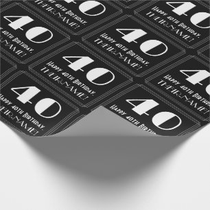 40th Birthday - Art Deco Inspired Look "40", Name Wrapping Paper