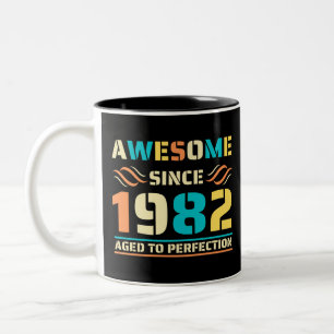 40th Birthday Awesome Since 1982 Two-Tone Coffee Mug