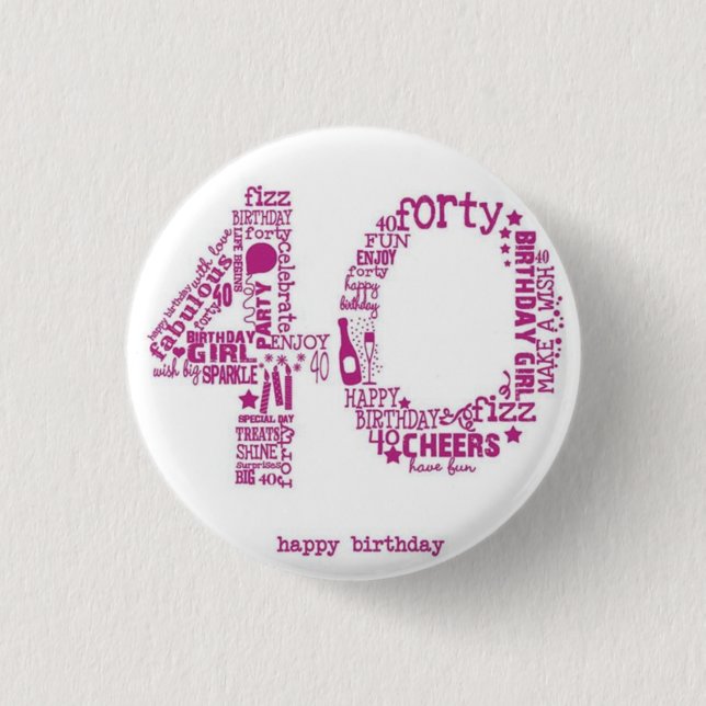 *****40th BIRTHDAY BADGE***** 3 Cm Round Badge (Front)