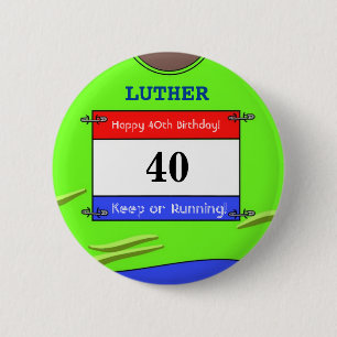 40th Birthday Badge for a Runner (Green Top)