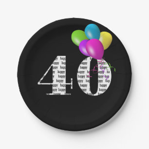 40th birthday balloon bouquet paper plate