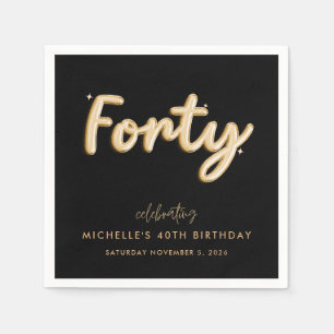 40th Birthday Balloon Gold colour Paper Napkins