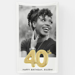 40th Birthday Balloon Photo Party Banner