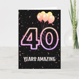 40th Birthday Balloons and Confetti Card