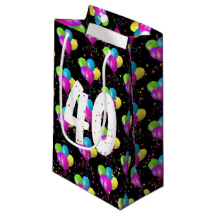 40th Birthday Balloons With Confetti Small Gift Bag
