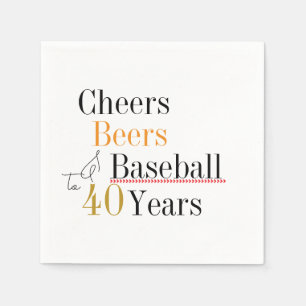 40th Birthday Baseball Cheers and Beers Party Napkin