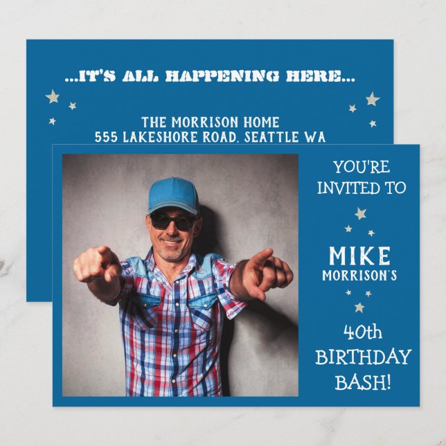 40th Birthday Bash - Birthday Party Invitation (Front/Back)