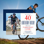 40th Birthday Bash! Birthday Party Invitation<br><div class="desc">Customise this bold design -  '40th Birthday Bash! Party Invitation Card - with your personal photo and text. Simply use our easy step-by-step template. This modern typography card is set in colours of Navy and Red,  with a Navy back. Other colours are available using our colour picker..</div>