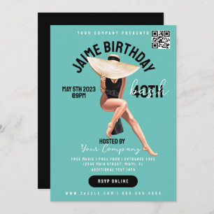 40th Birthday Bash Event Club Style Flyers B Invitation
