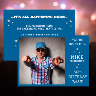 40th Birthday Bash Photo Party Invitation