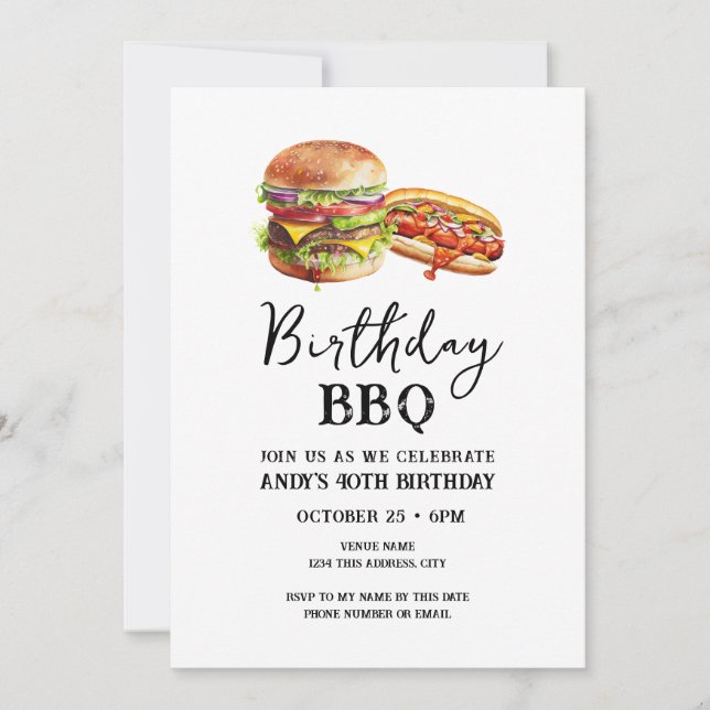 40th Birthday BBQ Casual Invitation (Front)