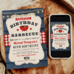 40th Birthday BBQ Summer Barbecue Party Invitation<br><div class="desc">Introducing our charming Birthday Barbecue Invitation! Crafted with rustic wood elements, this invitation exudes a cosy, rustic country vibe perfect for celebrating under the open summer sky. The classic combination of red, white, and blue adds a touch of Americana flair, setting the stage for a festive gathering. Whether it's a...</div>
