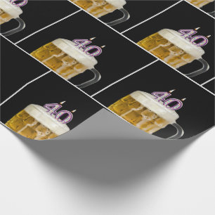 40th Birthday Beer Mug With Candles Wrapping Paper