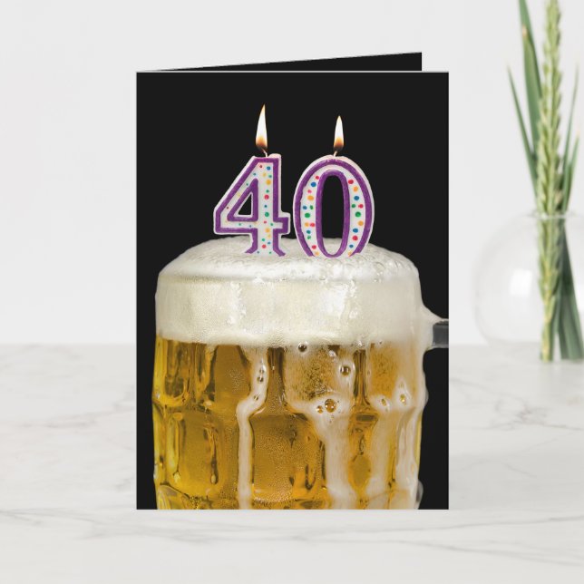 40th Birthday Beer on black Card (Front)