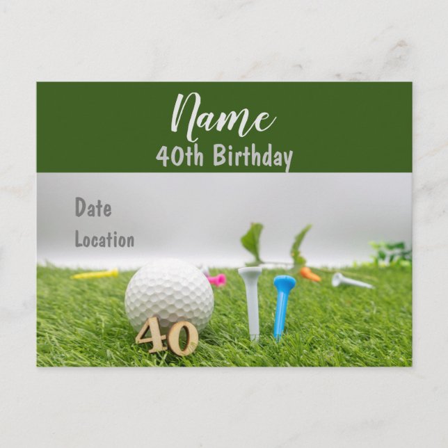 40th birthday birthday party invitation on green (Front)
