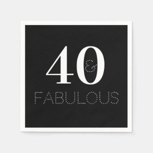 40th Birthday Black and White Birthday Party Napkin