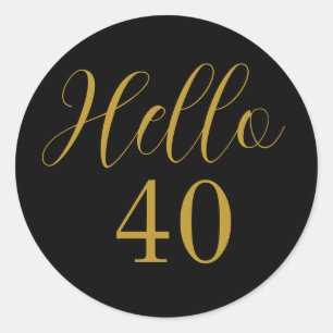 40th Birthday Black Gold Birthday Classic Round Sticker