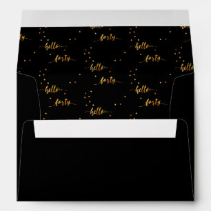 40th birthday black gold hello 40 typography envelope