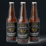 40th Birthday Black Gold Legendary Funny Beer Bottle Label<br><div class="desc">A personalised elegant beer bottle label that is easy to customise for that special birthday party occasion.</div>