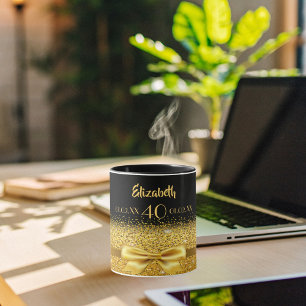 40th birthday black gold monogram stylish mug